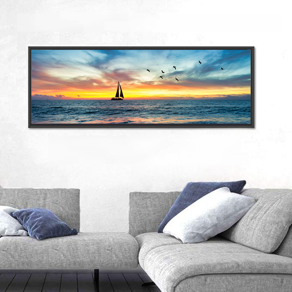 Ocean Sunset & Sailboat Wall Art