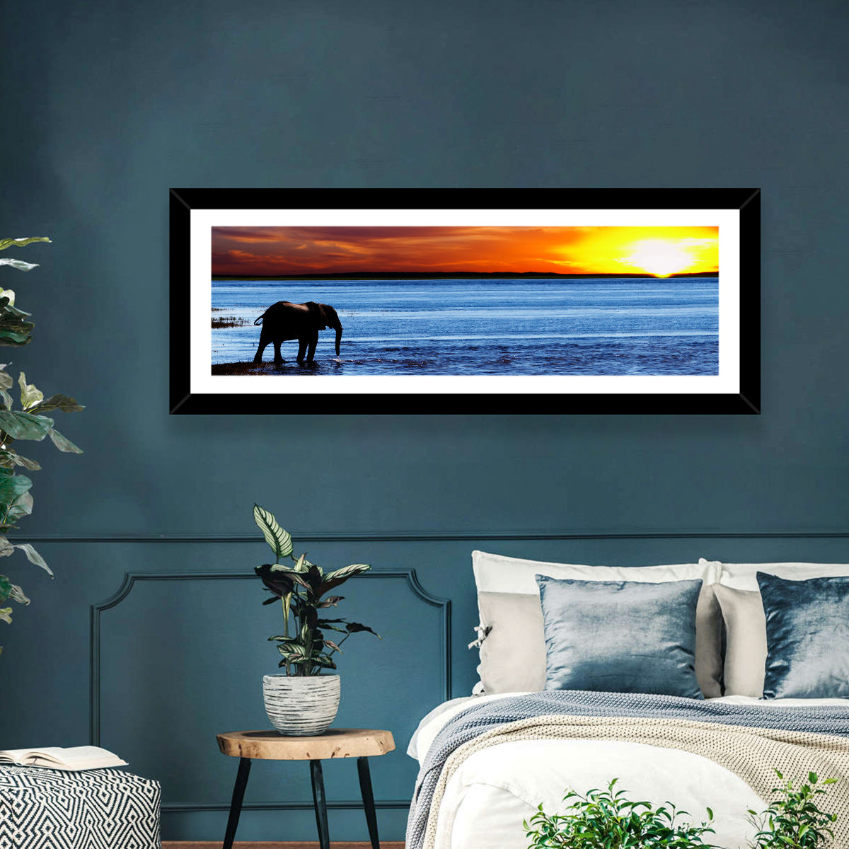 Elephant & Beach Sunset Wall Art