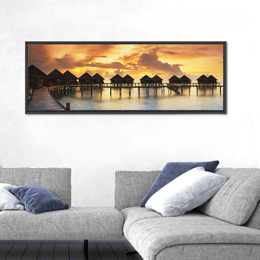 Tourists Water Villas Wall Art