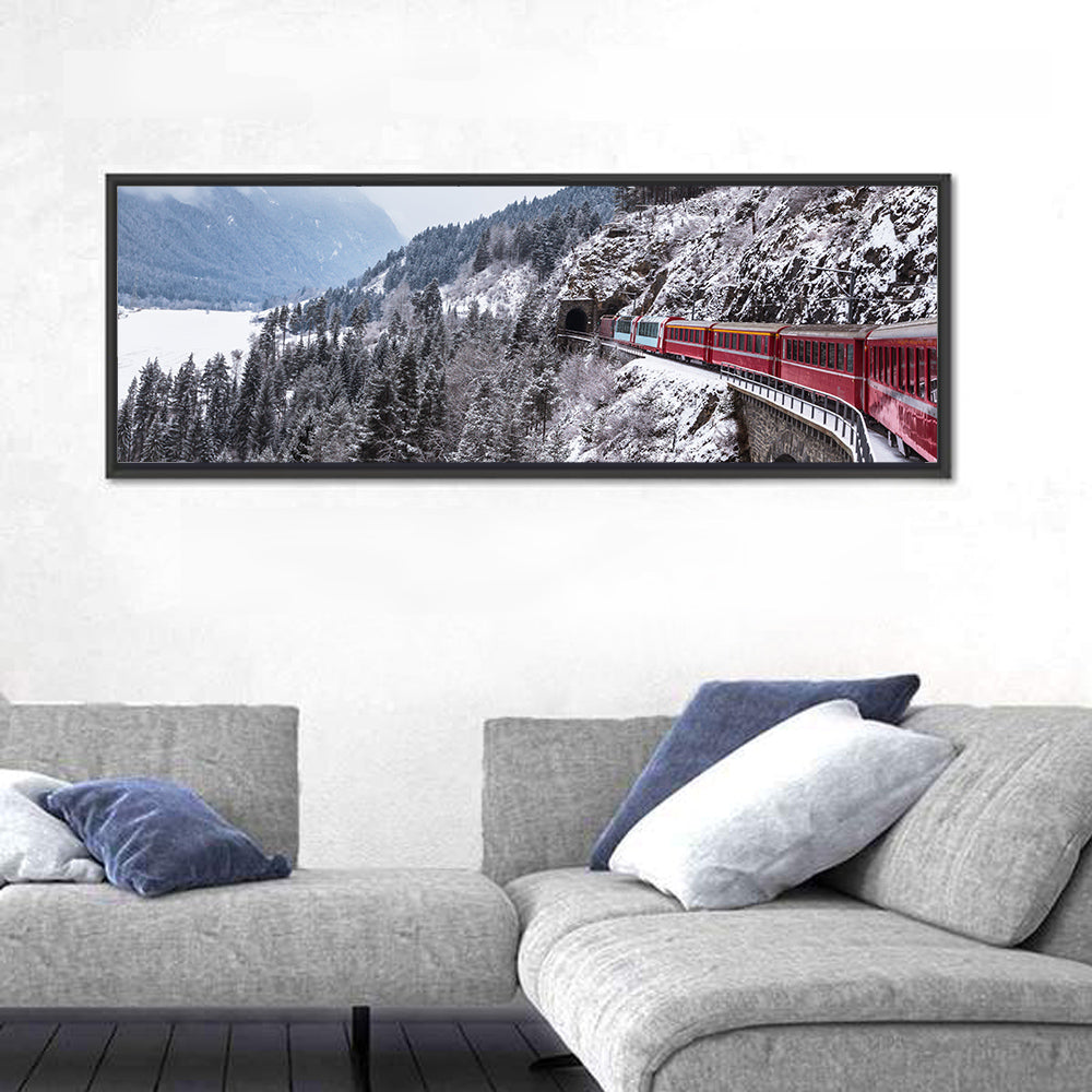 Snowy Mountain & Train Wall Art