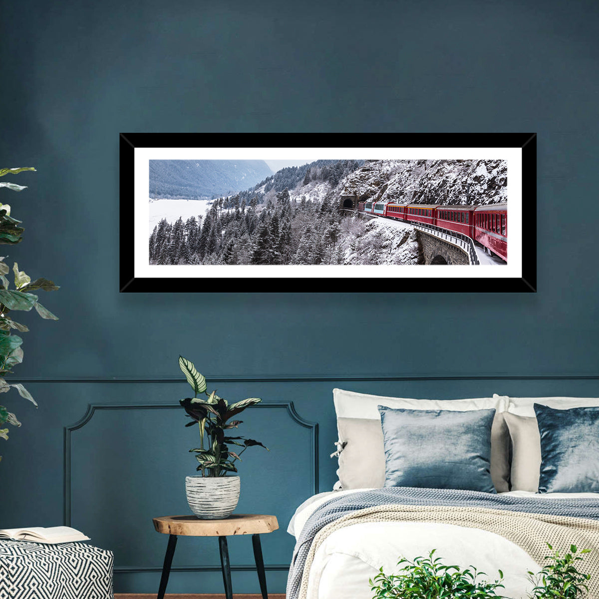 Snowy Mountain & Train Wall Art