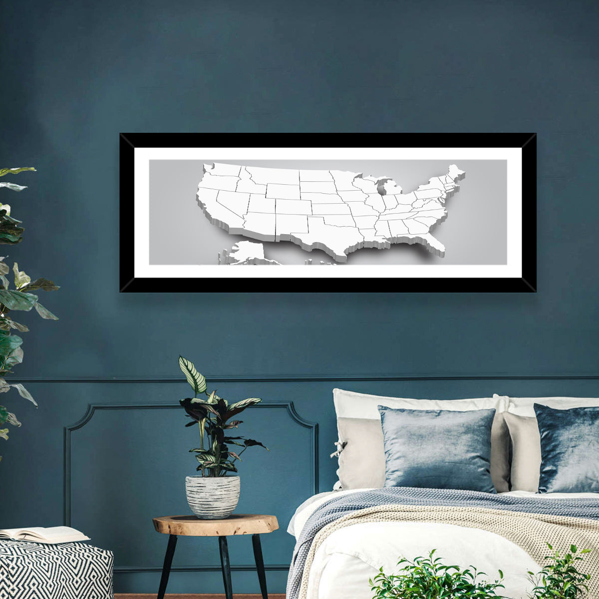 USA 3D Map Wall Art