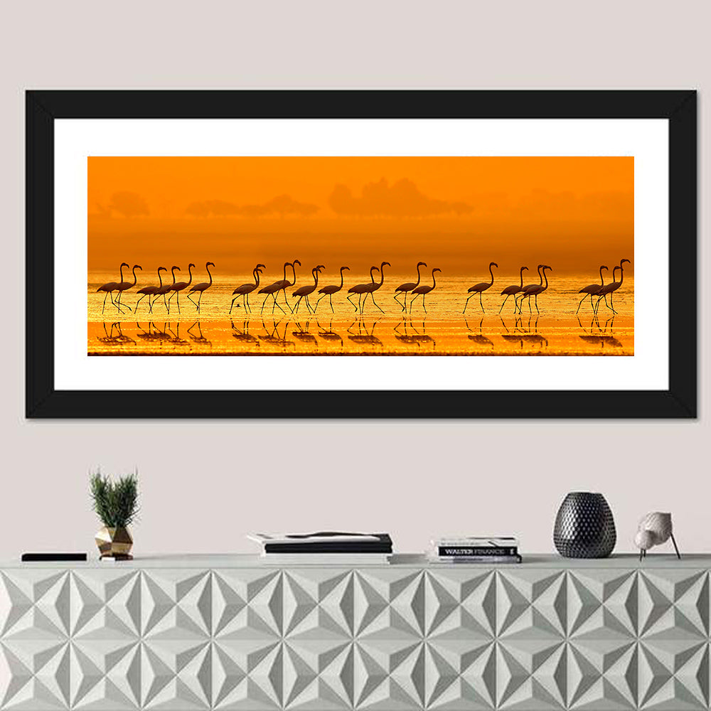 Lined Up Flamingos Wall Art