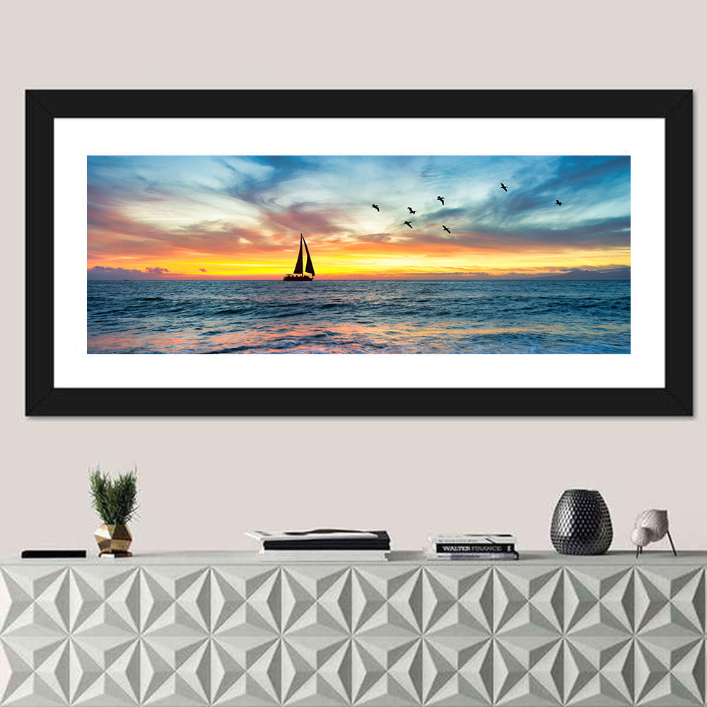 Ocean Sunset & Sailboat Wall Art