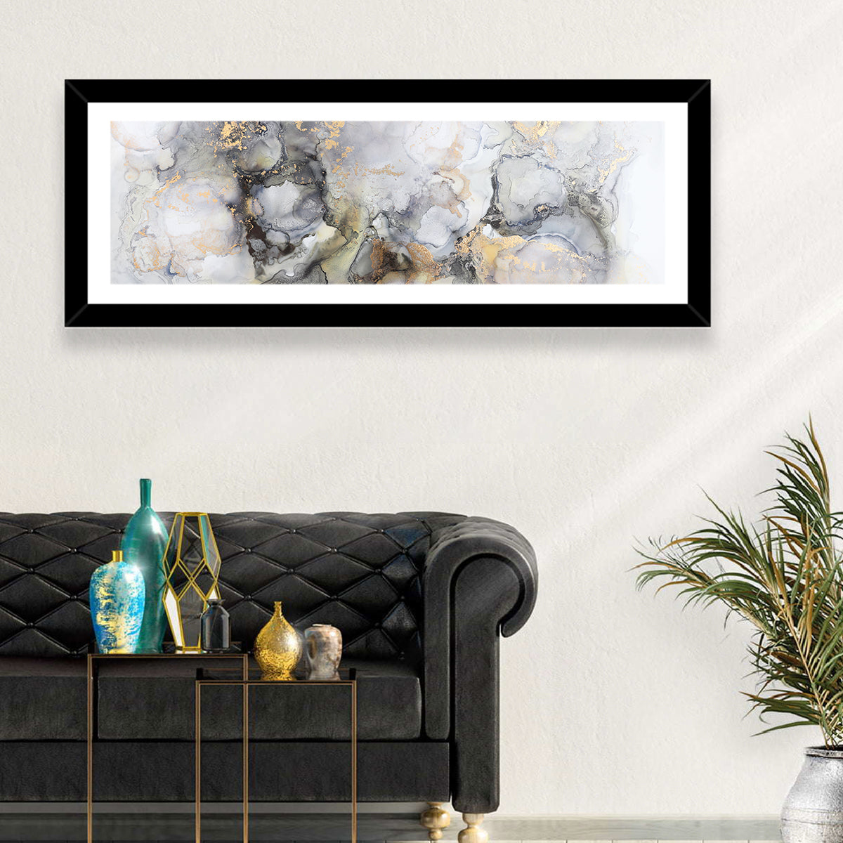 Abstract Gold Glitter Wall Art