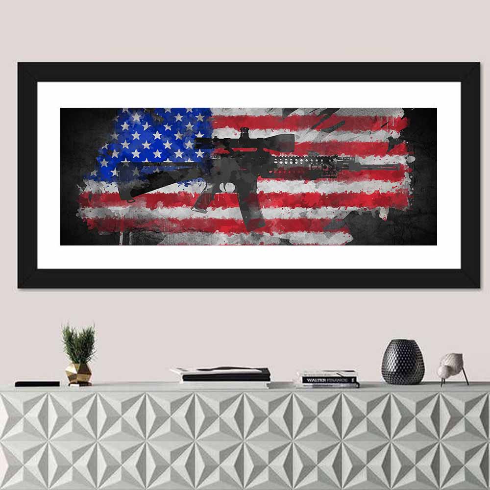 M16 on American Flag Wall Art