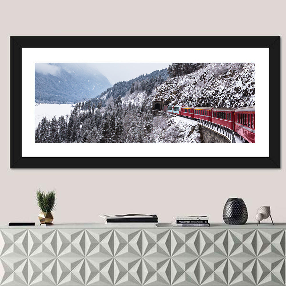 Snowy Mountain & Train Wall Art