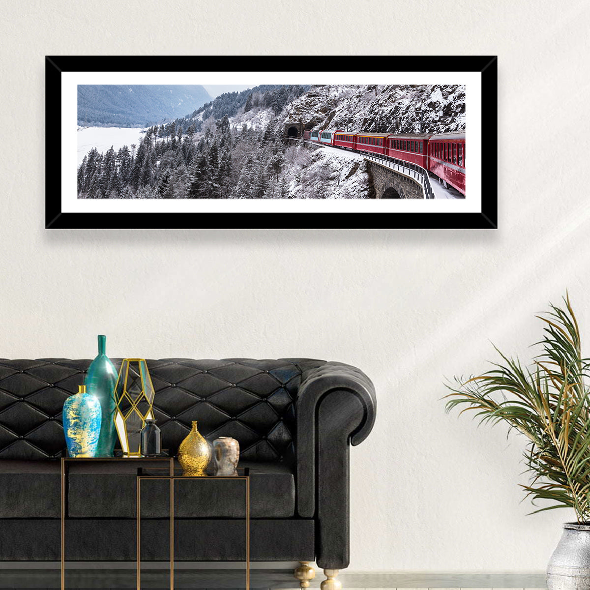 Snowy Mountain & Train Wall Art