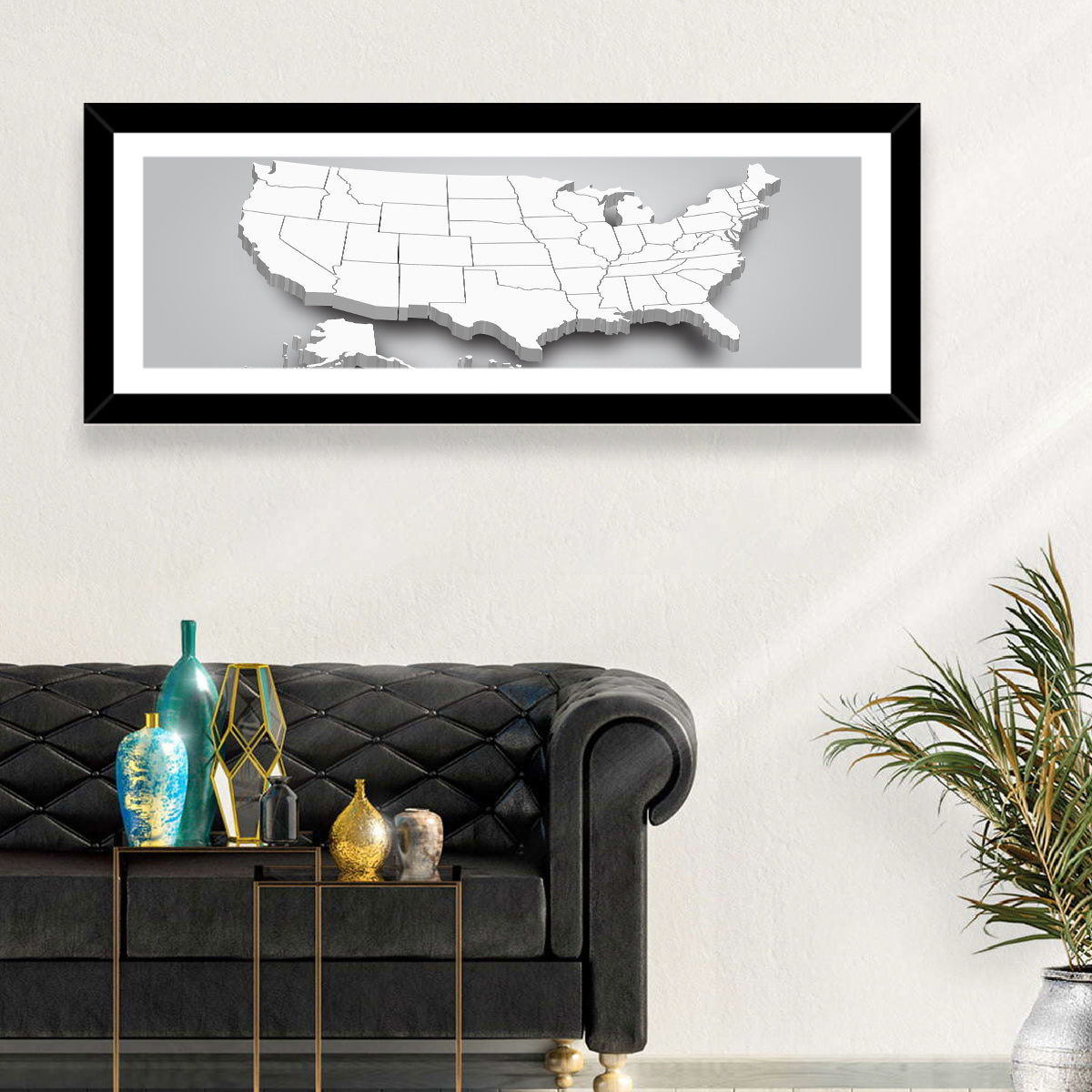 USA 3D Map Wall Art