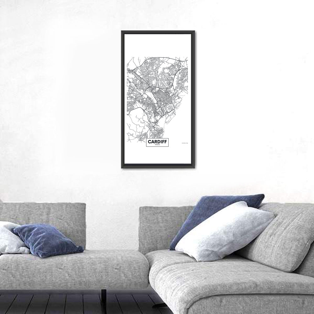 Cardiff City Map Wall Art