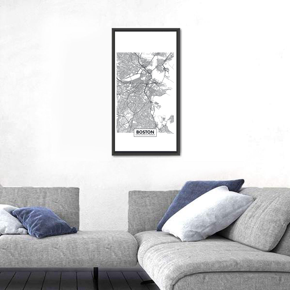 Boston City Map Wall Art