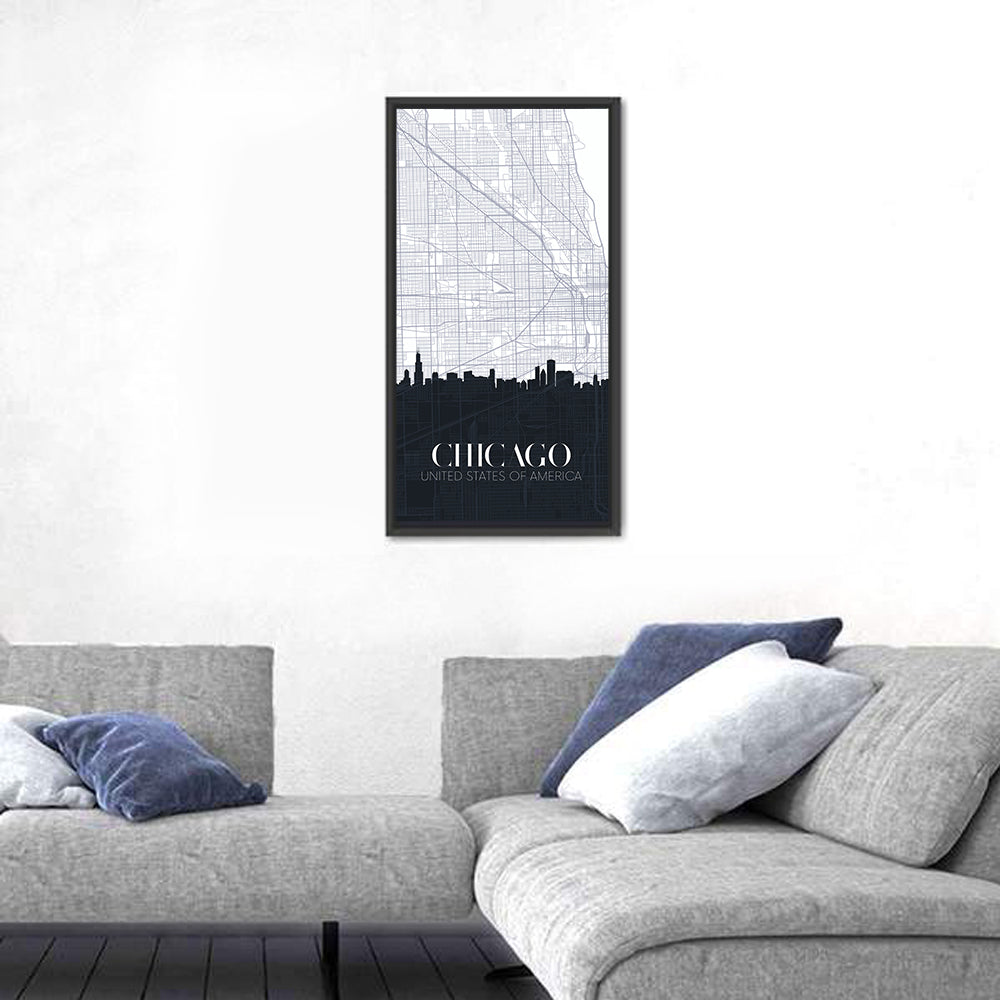 Chicago City Map Wall Art