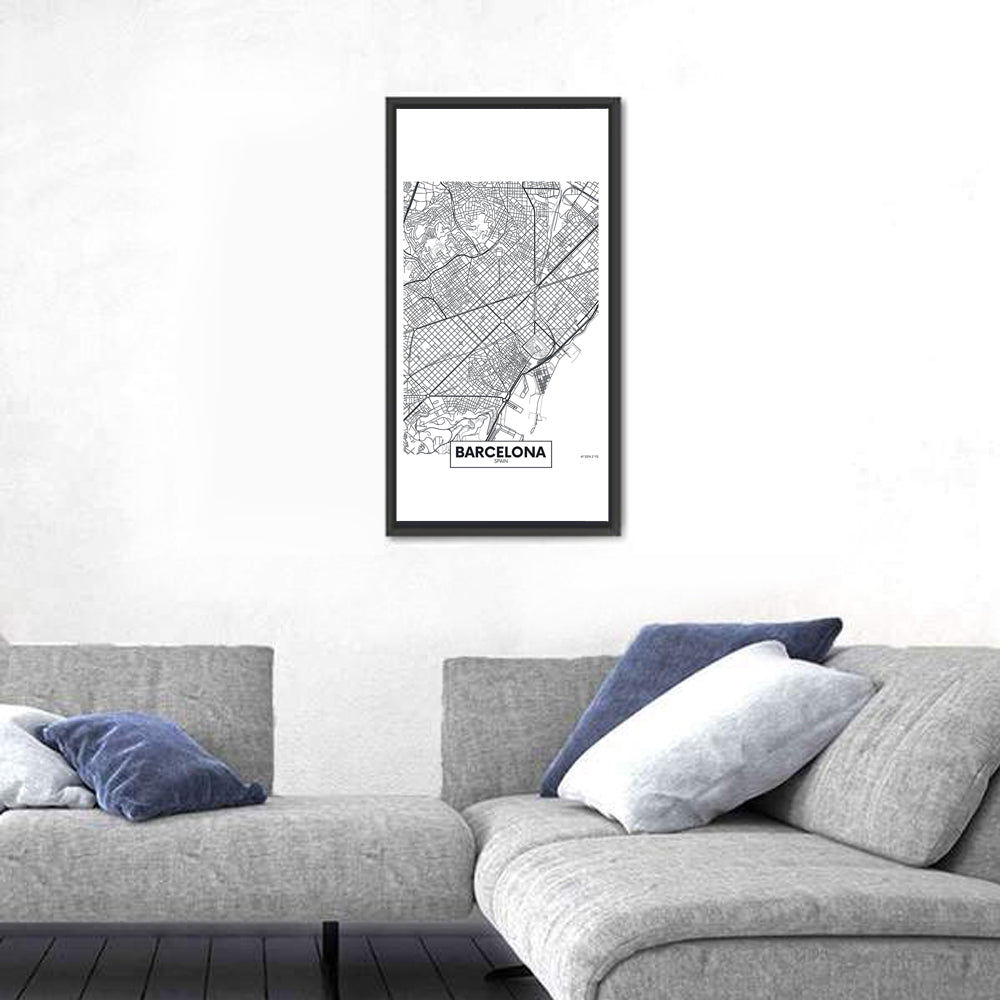 Barcelona City Map Wall Art