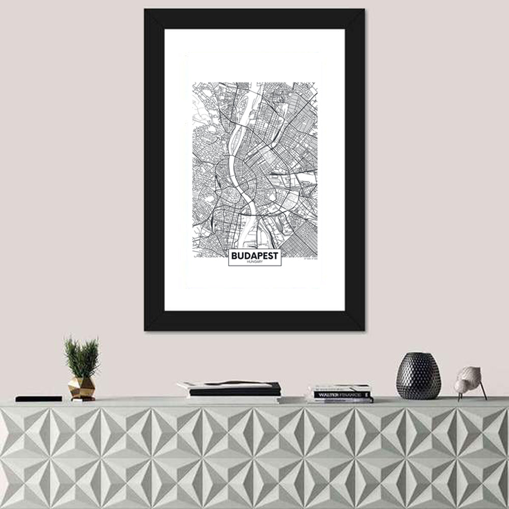 Budapest City Map Wall Art