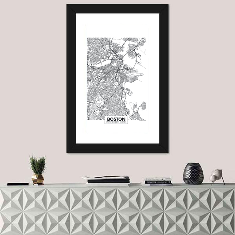 Boston City Map Wall Art