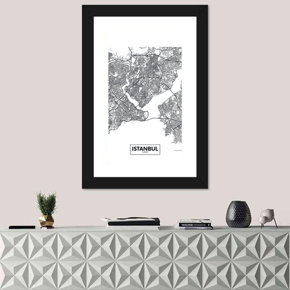 Istanbul City Map Wall Art