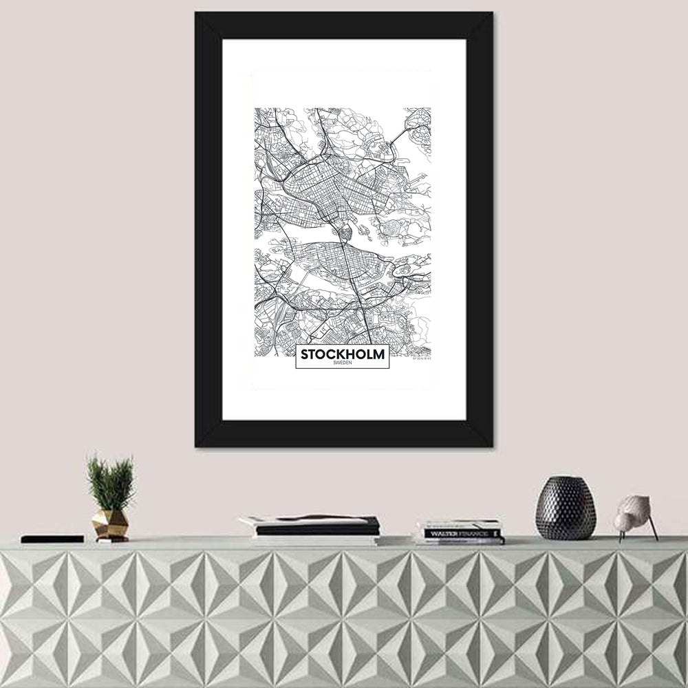 Stockholm City Map Wall Art