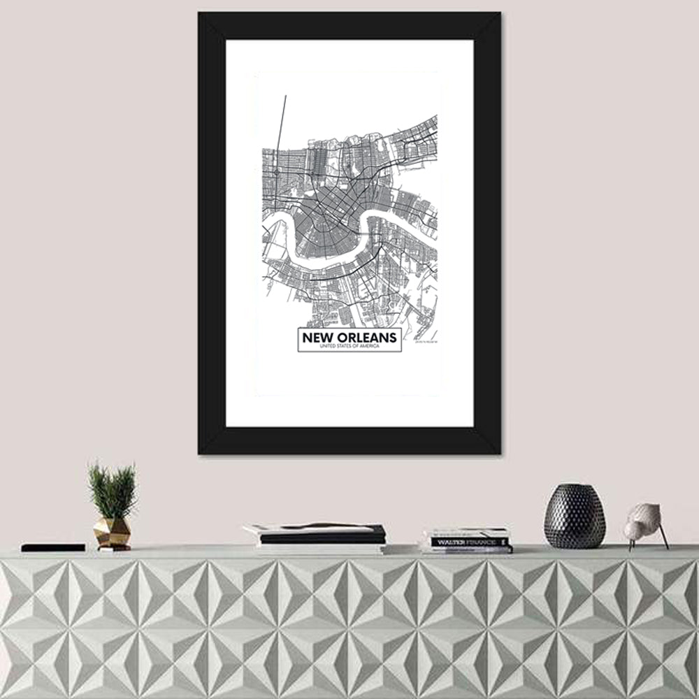 New Orleans City Map Wall Art