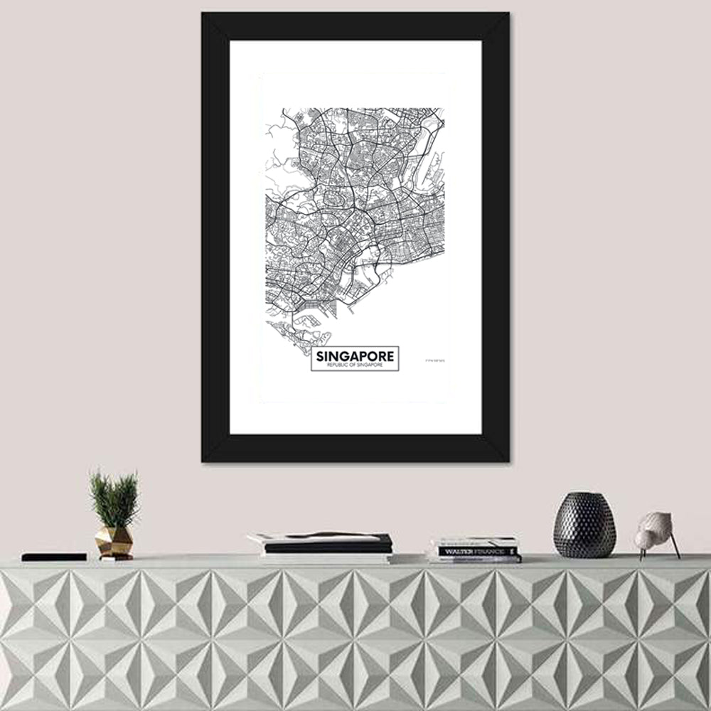 Singapore City Map Wall Art