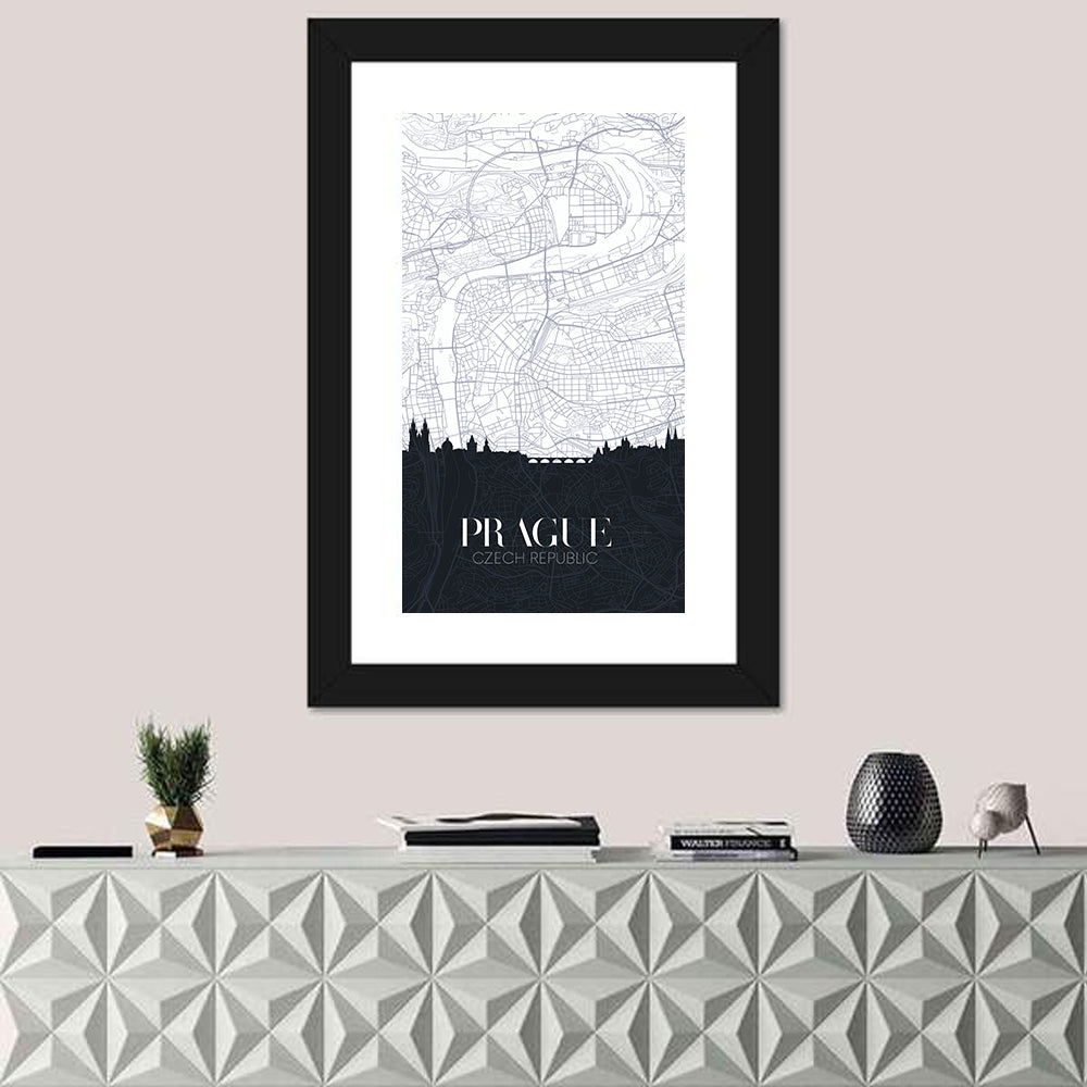 Prague City Map Wall Art