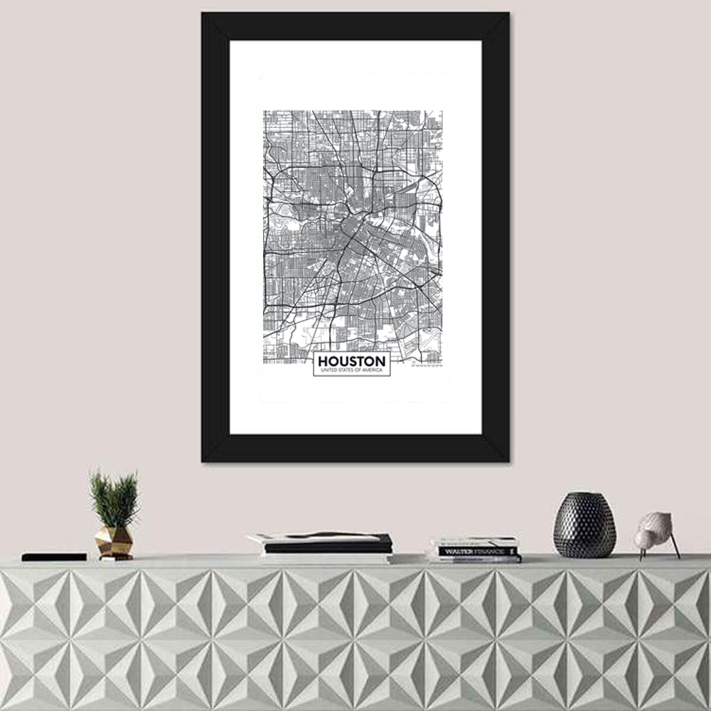 Houston City Map Wall Art