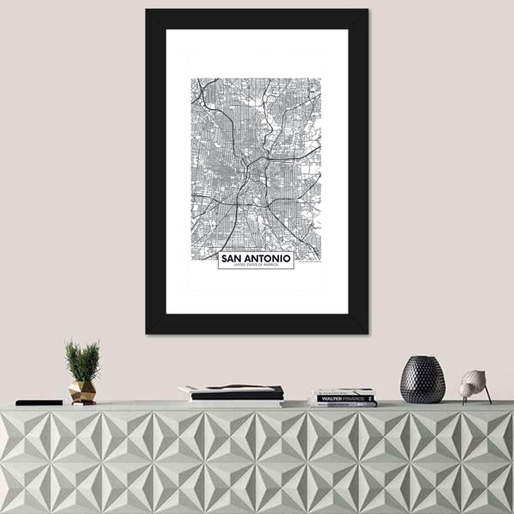 San Antonio City Map Wall Art