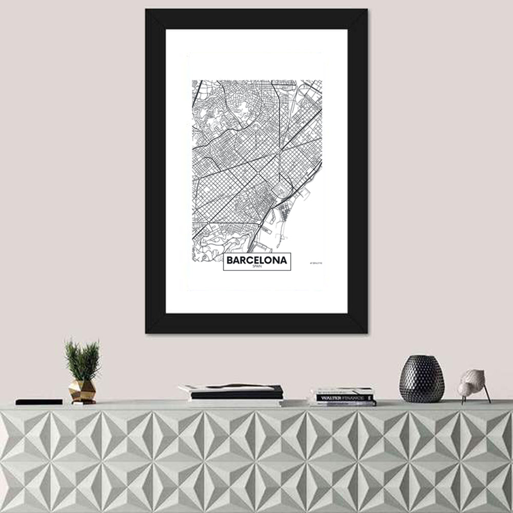 Barcelona City Map Wall Art