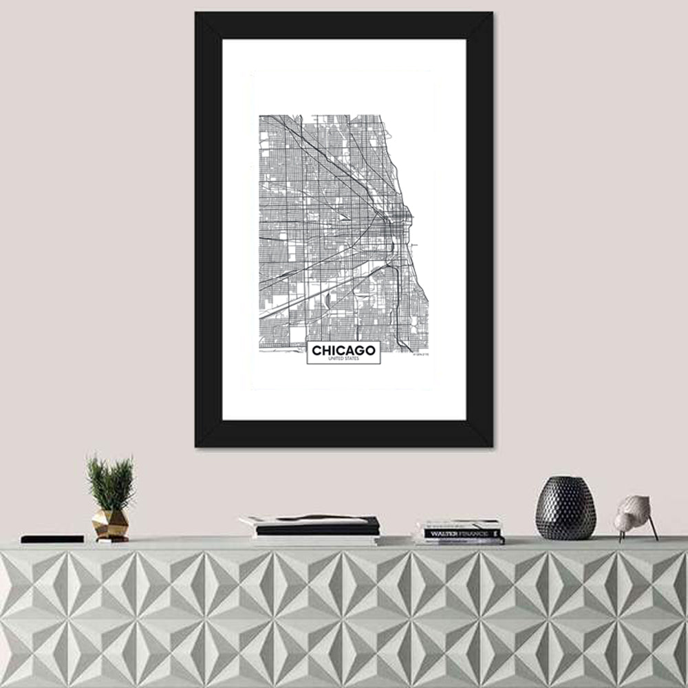 Chicago City Map Wall Art