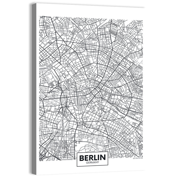 Berlin Map with Coordinates Wall Art as a canvas print