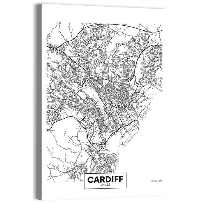 Cardiff City Map Wall Art as a canvas print