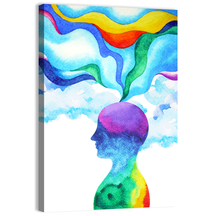 Thinking Mind Silhouette Wall Art as a canvas print