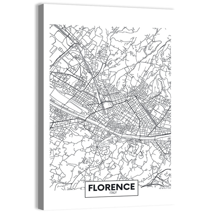 Florence Street Grid Map Wall Art as a canvas print