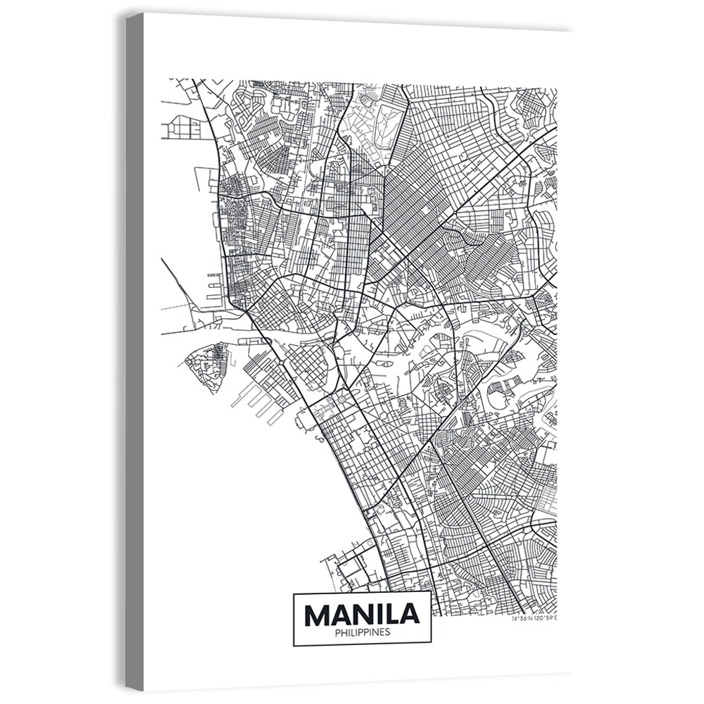 Manila Minimalist City Map Wall Art, canvas print, portrait