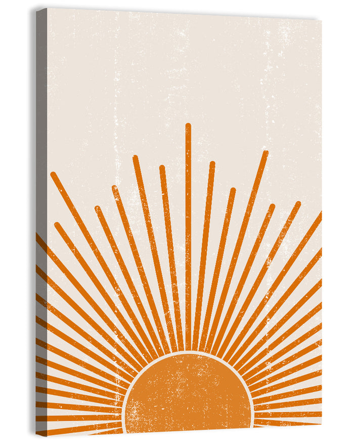 Warm Boho Sun Illustration Wall Art as a canvas print