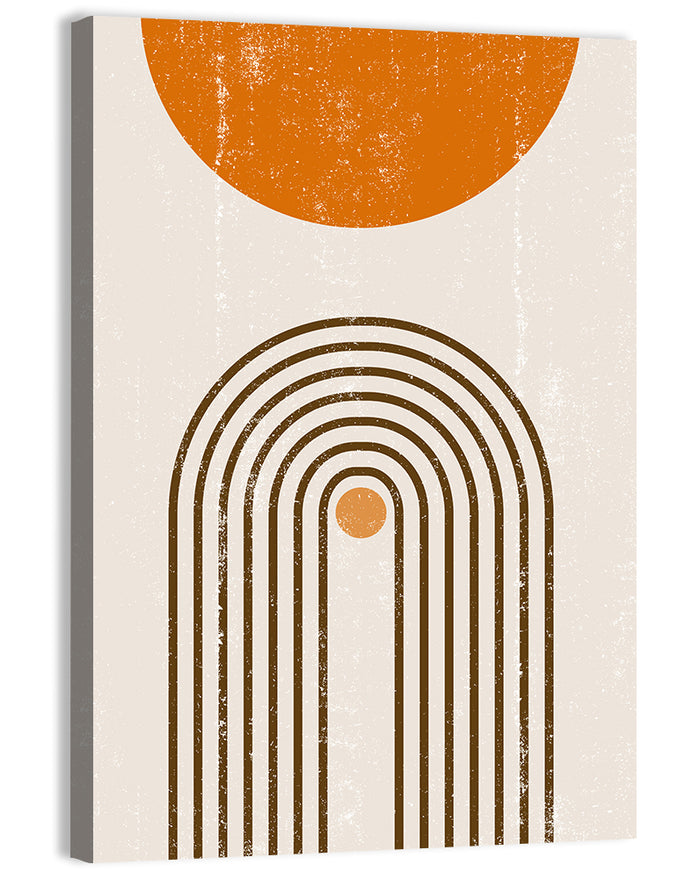 Burning Sun Concentric Arches Wall Art as a canvas print