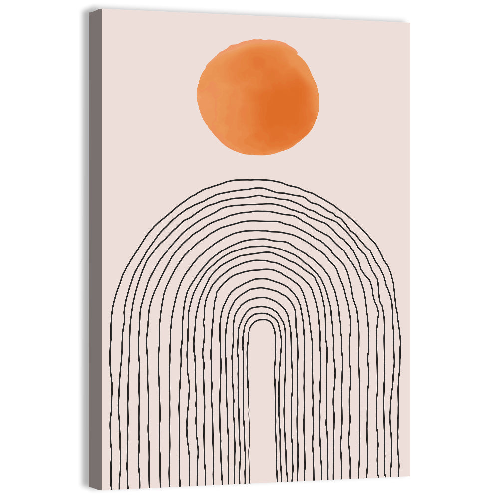 Hand-drawn Sun and Arches Wall Art, canvas print, portrait