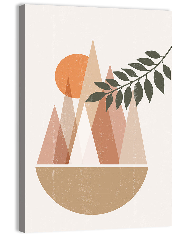 Geometric Mountain Sunset Wall Art, canvas print, portrait