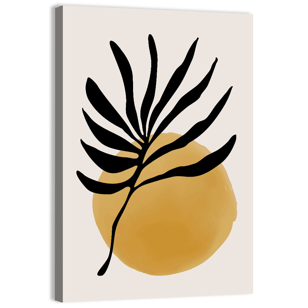 Mustard Sun with Dark Leaf Wall Art, canvas print, portrait