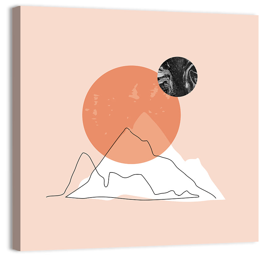 Mountain Peak and Sun Wall Art, canvas print, square