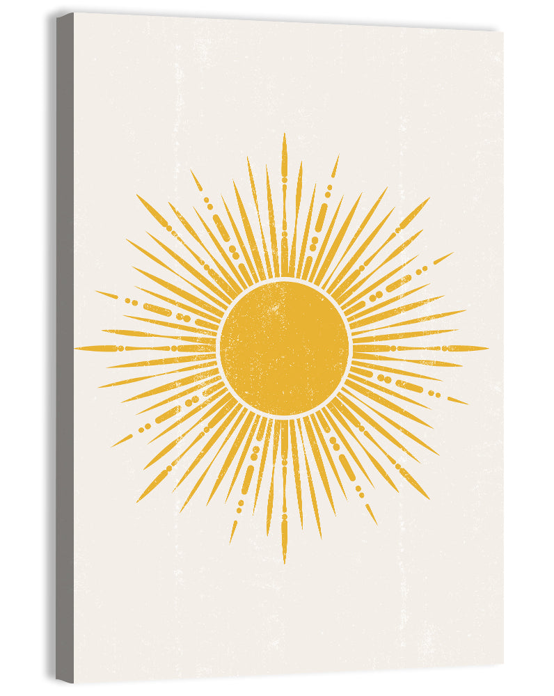 Golden Boho Sunburst Wall Art, canvas print, portrait