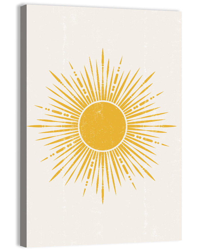 Golden Boho Sunburst Wall Art as a canvas print
