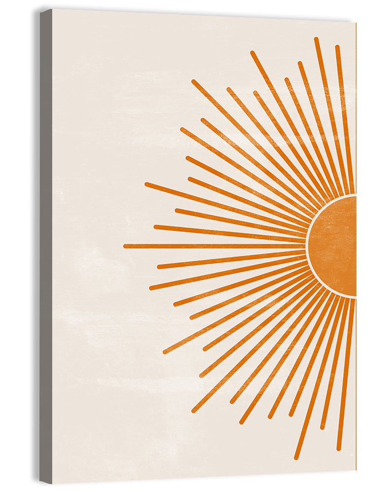 Orange Sunburst Minimalist Wall Art, canvas print, portrait