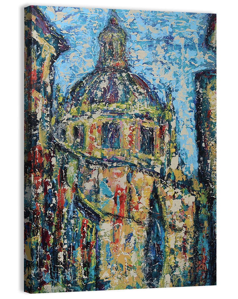 Salamanca Cathedral Street Wall Art, canvas print, portrait