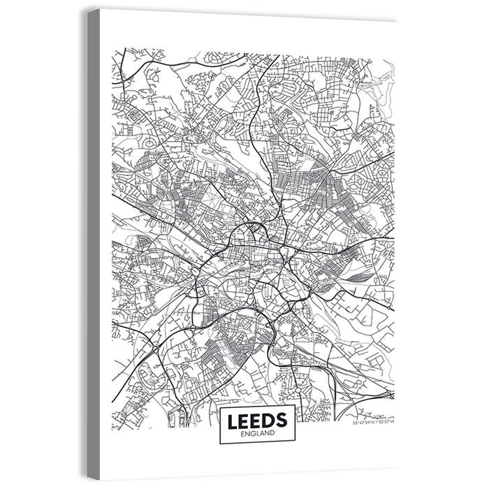 Leeds Street Map Wall Art as a canvas print
