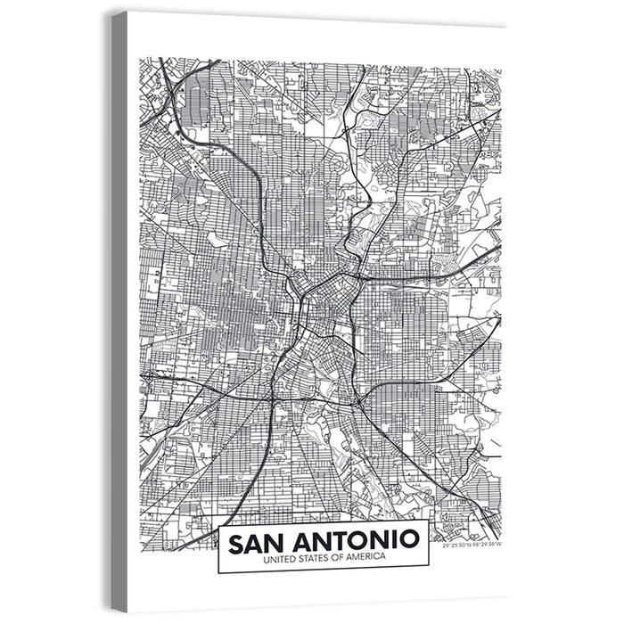 San Antonio Minimalist City Map Wall Art as a canvas print