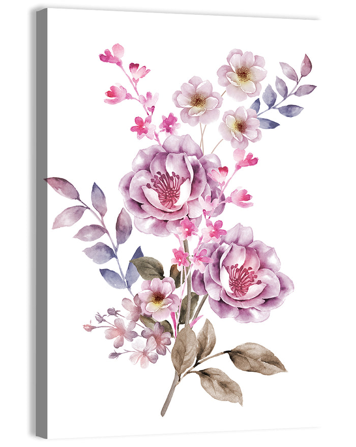 Lavender Watercolor Bouquet Wall Art as a canvas print