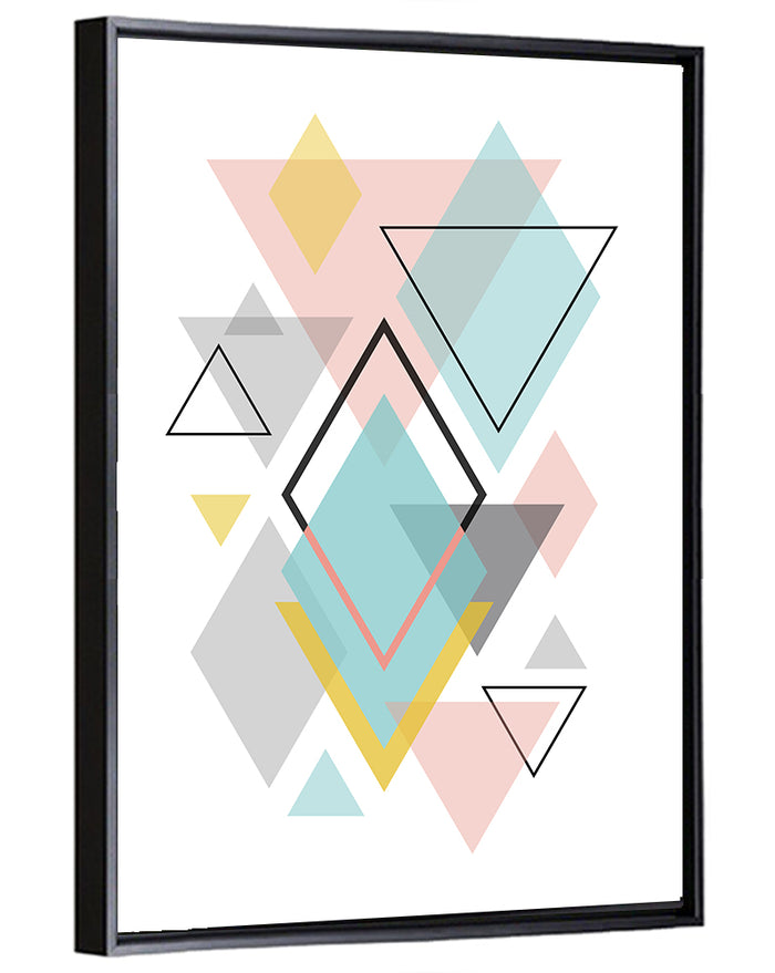 Scandinavian Geometric Pastel Composition Wall Art as a framed canvas