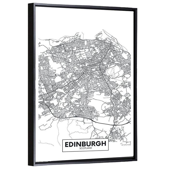 Edinburgh City Map Wall Art as a framed canvas