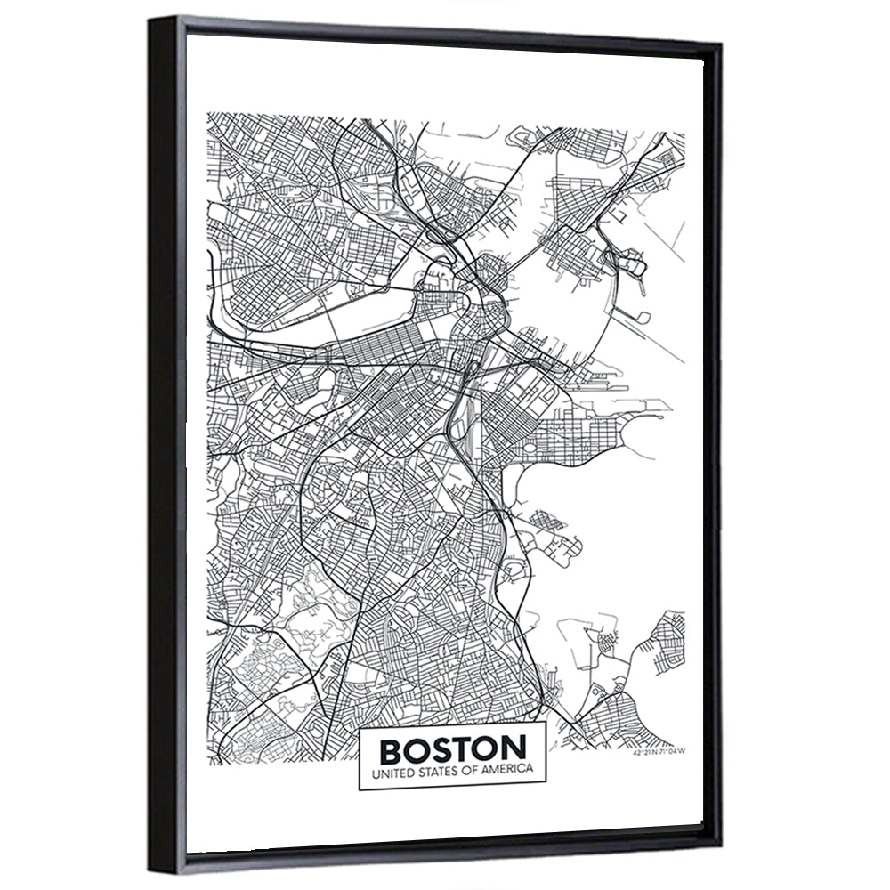 Boston City Map Wall Art