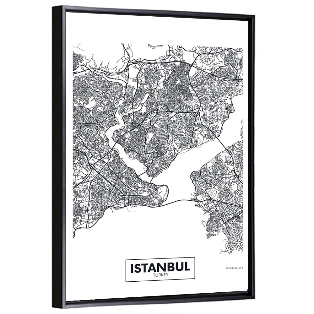 Istanbul City Map Wall Art